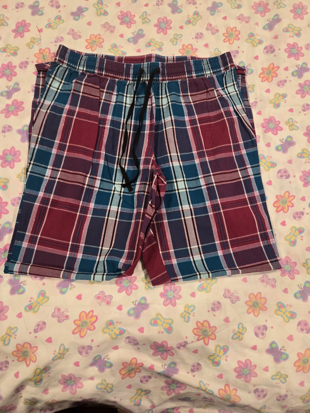 Secret Treasures Women's Plaid Pajama Pants in Blue & Burgundy